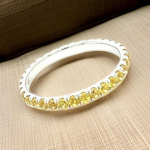 Natural Yellow Sapphire Ring Size 6.5 14k W Gold 0.66 CTW Certified $1,190 - Picture 4 of 9